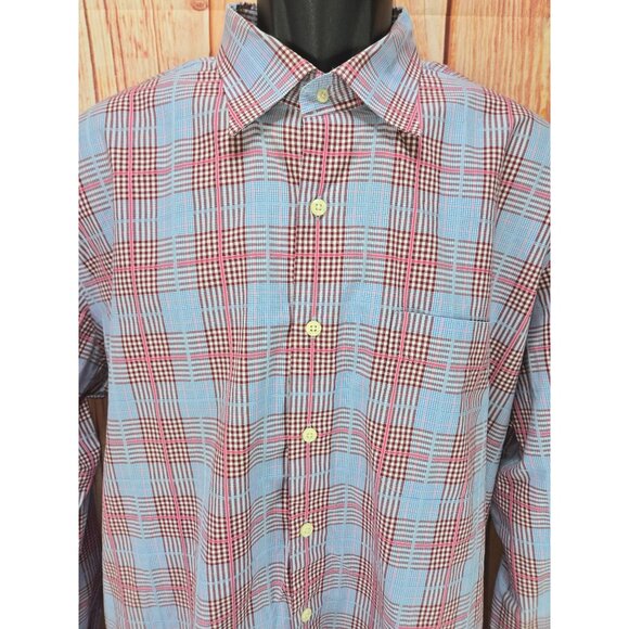 Peter Millar Crown Mens Plaid Long Sleeve Dress Shirt XL - Picture 3 of 6